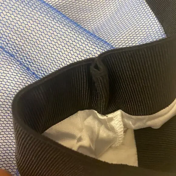 Milly Blue Midi Pencil Skirt sz 10 Milly Midi Skirt Net Overlay Skirt - Picture 13 of 14